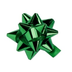 Star Gift Bows - 9cm - Metallic Emerald Green