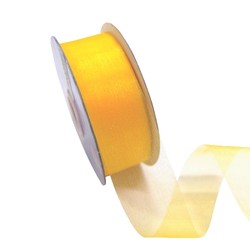 Sheer Organza Cut Edge Ribbon - 25mm x 50m - Yellow