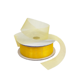 Sheer Organza Cut Edge Ribbon - 25mm x 50m - Yellow