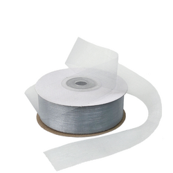 Sheer Organza Cut Edge Ribbon - 25mm x 50m - Silver