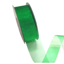 Sheer Organza Cut Edge Ribbon - 25mm x 50m - Emerald Green