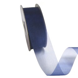 Sheer Organza Cut Edge Ribbon - 25mm x 50m - Navy Blue