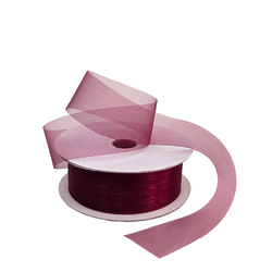 Sheer Organza Cut Edge Ribbon - 25mm x 50m - Burgundy