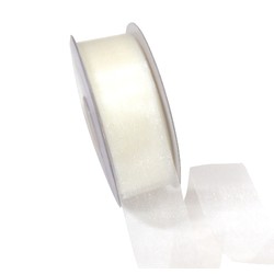 Sheer Organza Cut Edge Ribbon - 25mm x 50m - Cream