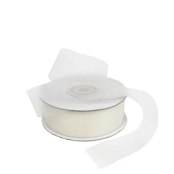 Sheer Organza Cut Edge Ribbon - 25mm x 50m - Cream