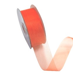 Sheer Organza Cut Edge Ribbon - 25mm x 50m - Orange