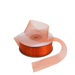 Sheer Organza Cut Edge Ribbon - 25mm x 50m - Orange