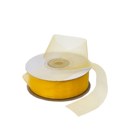 Sheer Organza Cut Edge Ribbon - 25mm x 50m - Gold