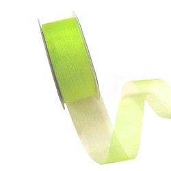 Sheer Organza Cut Edge Ribbon - 25mm x 50m - Lime Green