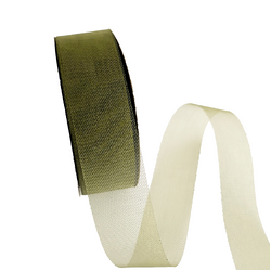 Sheer Organza Cut Edge Ribbon - 25mm x 50m - Moss