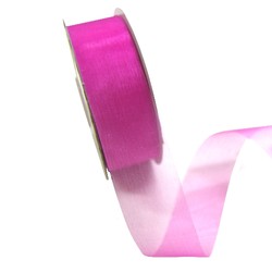 Sheer Organza Cut Edge Ribbon - 25mm x 50m - Rosebloom Hot Pink