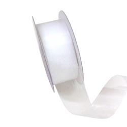 Sheer Organza Cut Edge Ribbon - 25mm x 50m - White