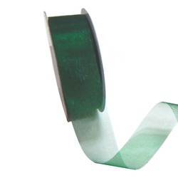 Sheer Organza Cut Edge Ribbon - 25mm x 50m - Bottle Green
