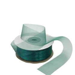 Sheer Organza Cut Edge Ribbon - 25mm x 50m - Bottle Green