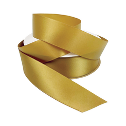 Satin Ribbon - Woven Edge - 25mm x 30m - Old Gold