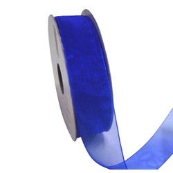 Sheer Organza Woven Edge - 25mm x 25m - Blue