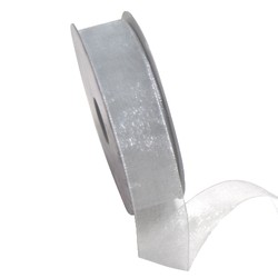 Sheer Organza Woven Edge - 25mm x 25m - Silver