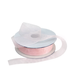 Sheer Organza Woven Edge - 25mm x 25m - Light Pink