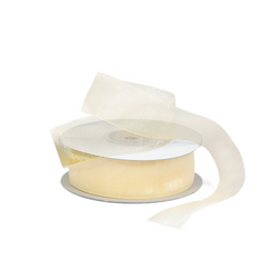 Sheer Organza Woven Edge - 25mm x 25m - Cream