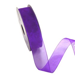 Sheer Organza Woven Edge - 25mm x 25m - Violet