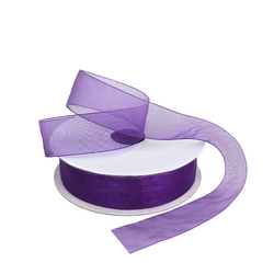 Sheer Organza Woven Edge - 25mm x 25m - Violet