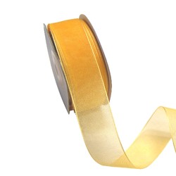 Sheer Organza Woven Edge - 25mm x 25m - Gold
