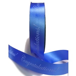 Printed Florist Tear Ribbon - 30mm x 91M - Congratulations! - Blue