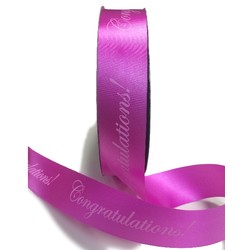 Printed Florist Tear Ribbon - 30mm x 91M - Congratulations! - Pink