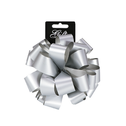 Large Pom Pom Bow - Matt Metallic Silver