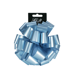 Large Pom Pom Bow - Matt Metallic Light Blue