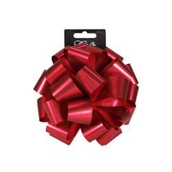 Large Pom Pom Bow - Matt Metallic Red