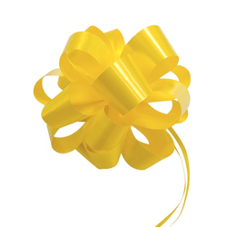 12 x Pull String Pom Pom Bows - Yellow Gift bows