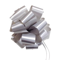 12 x Pull String Pom Pom Bow - Silver