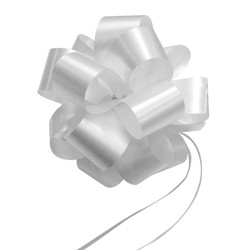 12 x Pull String Pom Pom Bow - White