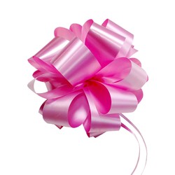 12 x Pull String Pom Pom Bow - Light Pink