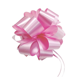 12 x Pull String Pom Pom Bows - Light Pink Bow