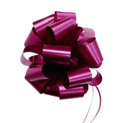 12 x Pull String Pom Pom Bow - Burgundy