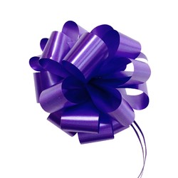 12 x Pull String Pom Pom Bow - Violet