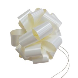 12 x Pull String Pom Pom Bow - Ivory Cream