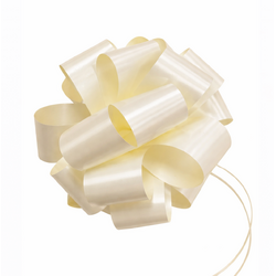 12 x Pull String Pom Pom Bows - Ivory Cream Gift Bow