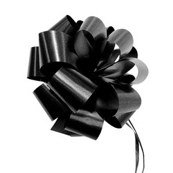 12 x Pull String Pom Pom Bow - Black