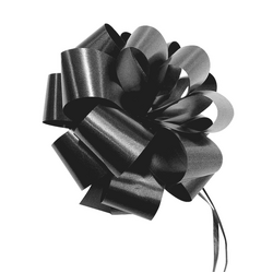 12 x Pull String Pom Pom Bows - Black Gift Bow