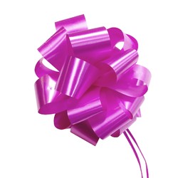 12 x Pull String Pom Pom Bow - Rosebloom Hot Pink