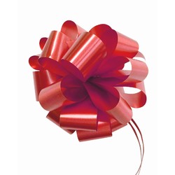 12 x Pull String Pom Pom Bow - Red