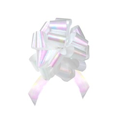 12 x Pull String Pom Pom Bow - Pearl White