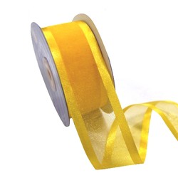 Sheer Organza Satin Edge Ribbon - 38mm x 25m - Yellow