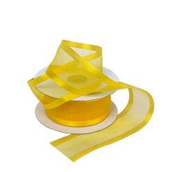 Sheer Organza Satin Edge Ribbon - 38mm x 25m - Yellow