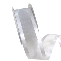 Sheer Organza Satin Edge Ribbon - 38mm x 25m - Silver