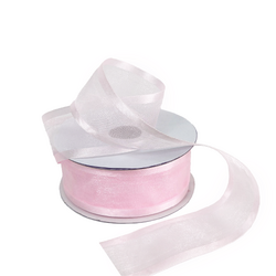 Sheer Organza Satin Edge Ribbon - 38mm x 25m - Light Pink