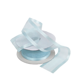 Sheer Organza Satin Edge Ribbon - 38mm x 25m - Light Blue